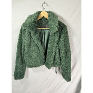 Blank NYC Faux Fur Teddy Coat Green Lights Size‎ XS NWT Sherpa Cozy